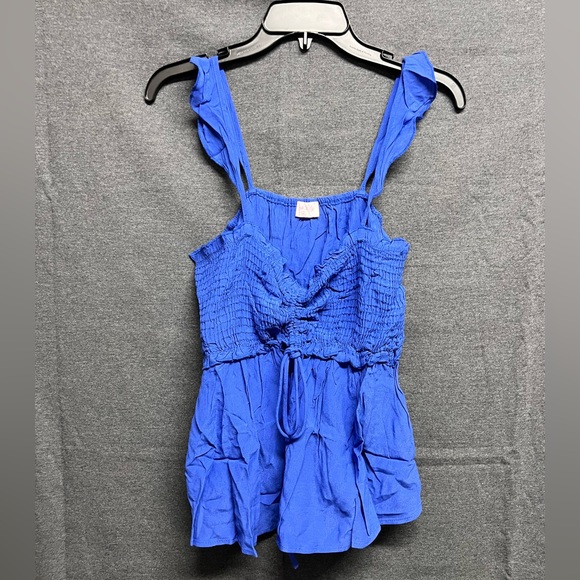 💥3/$15💥NEW - Pink Lily Live Out Your Destiny Smocked Blue Tank - Medium - Picture 2 of 6